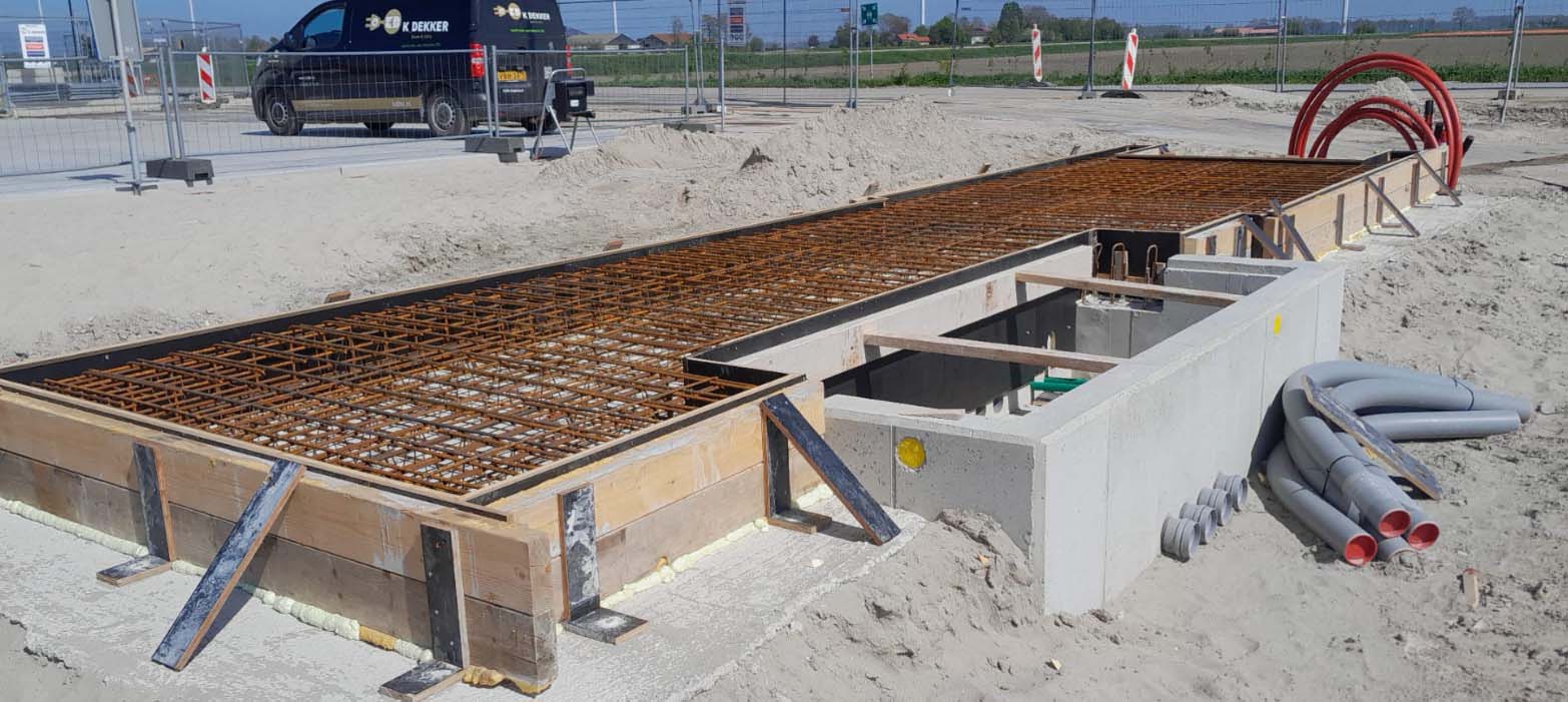 Fundering beton batterij-opstellingen energieopslaglocatie te Dronten